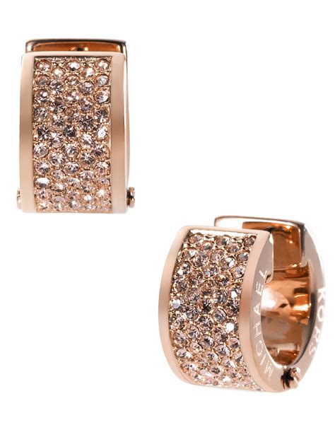 michael kors rose gold stud crystal earings|Michael Kors hoops.